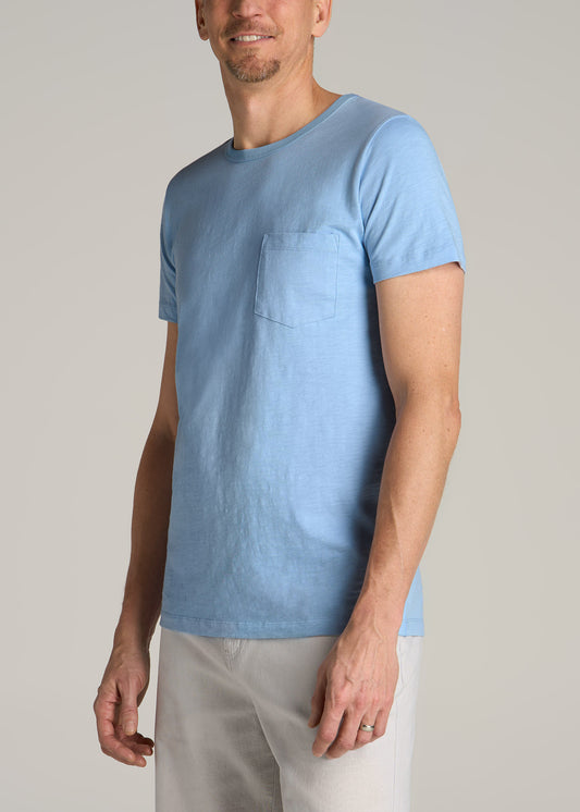 Sunwashed Slub Pocket T-Shirt For Tall Men in Cloud Blue