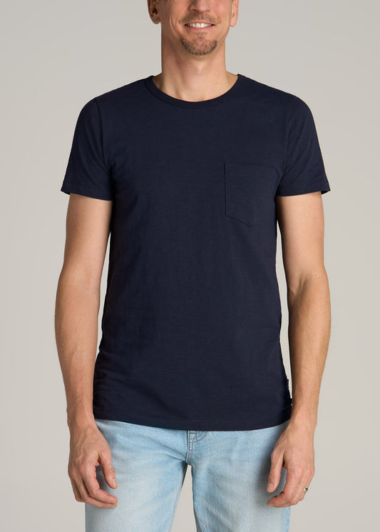 Sunwashed Slub Pocket T-Shirt For Tall Men in Evening Blue