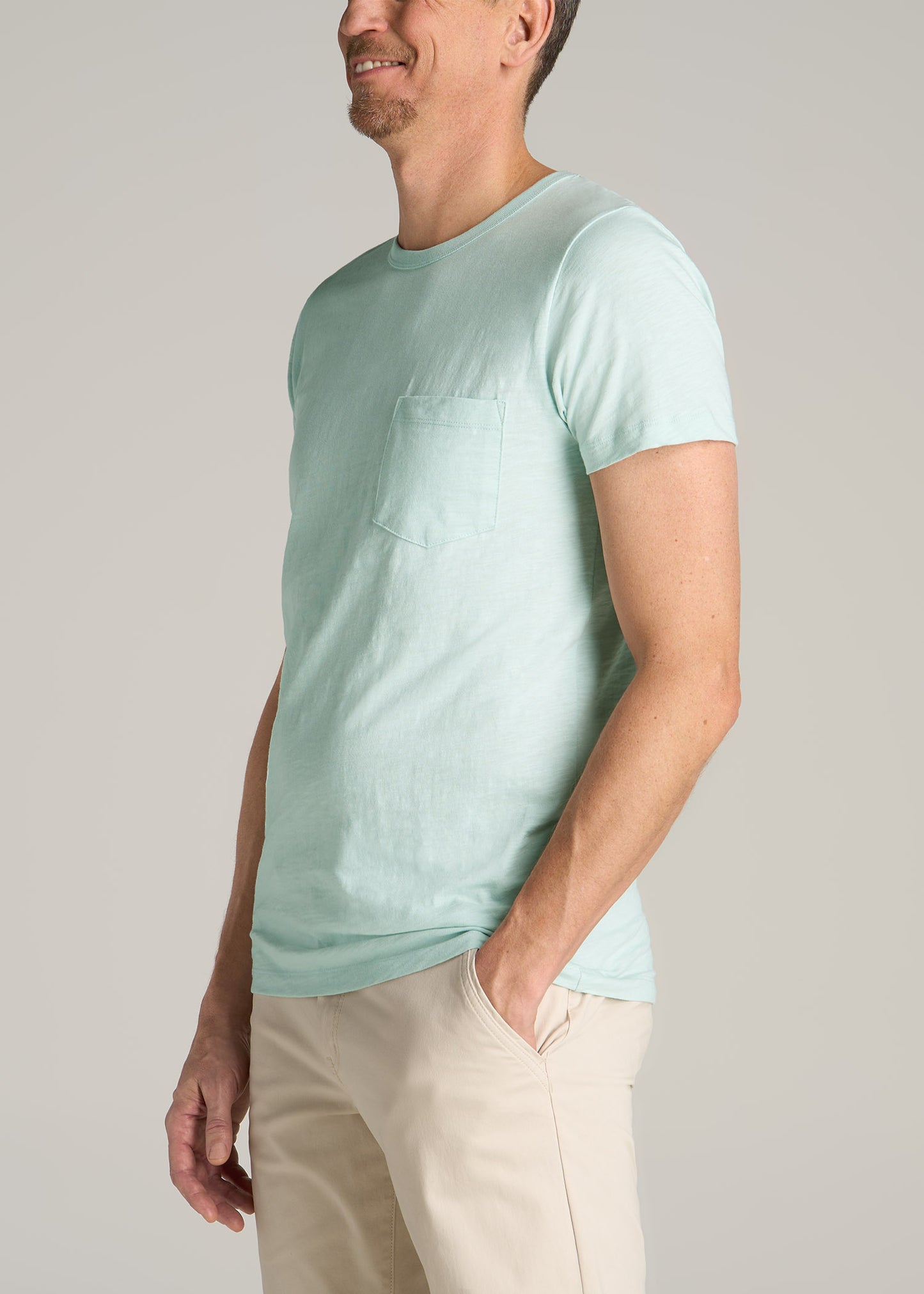 Sunwashed Slub Pocket T-Shirt For Tall Men in Mint