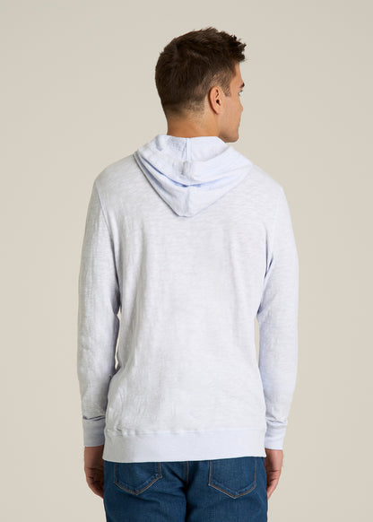 Sunwashed Slub Pullover Hoodie for Tall Men in Airy Blue