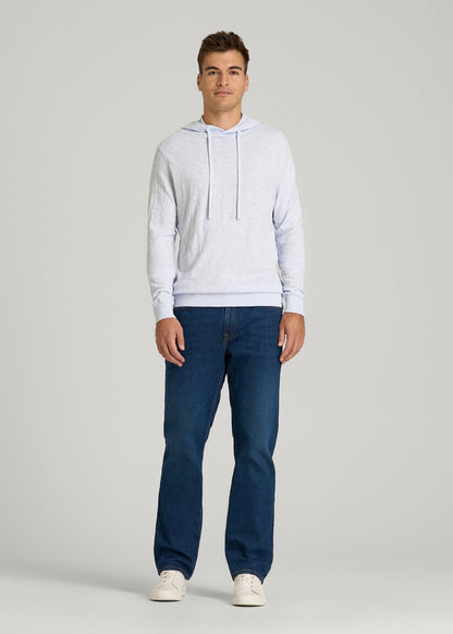 Sunwashed Slub Pullover Hoodie for Tall Men in Airy Blue