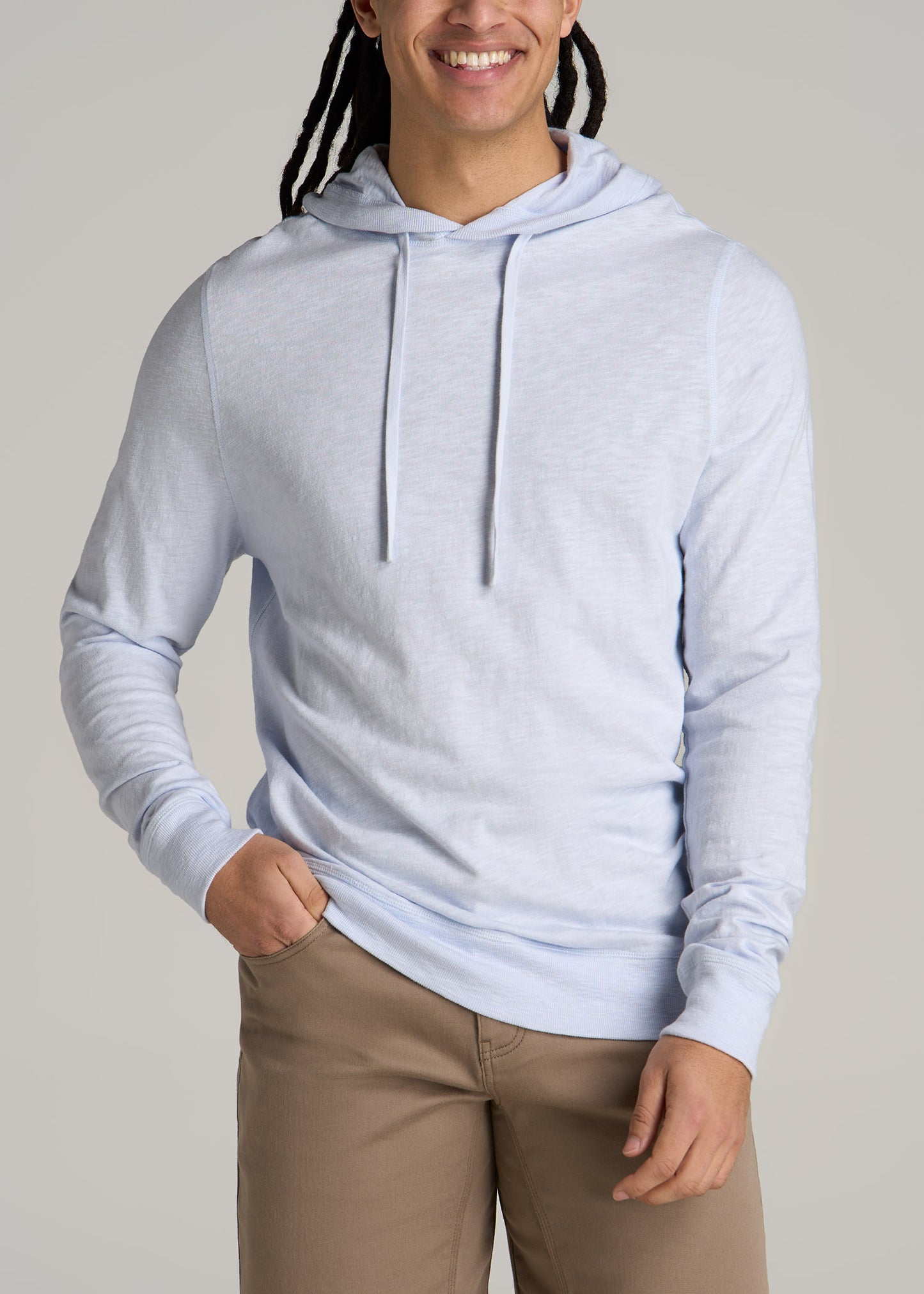 Sunwashed Slub Pullover Men's Tall Hoodie in Airy Blue