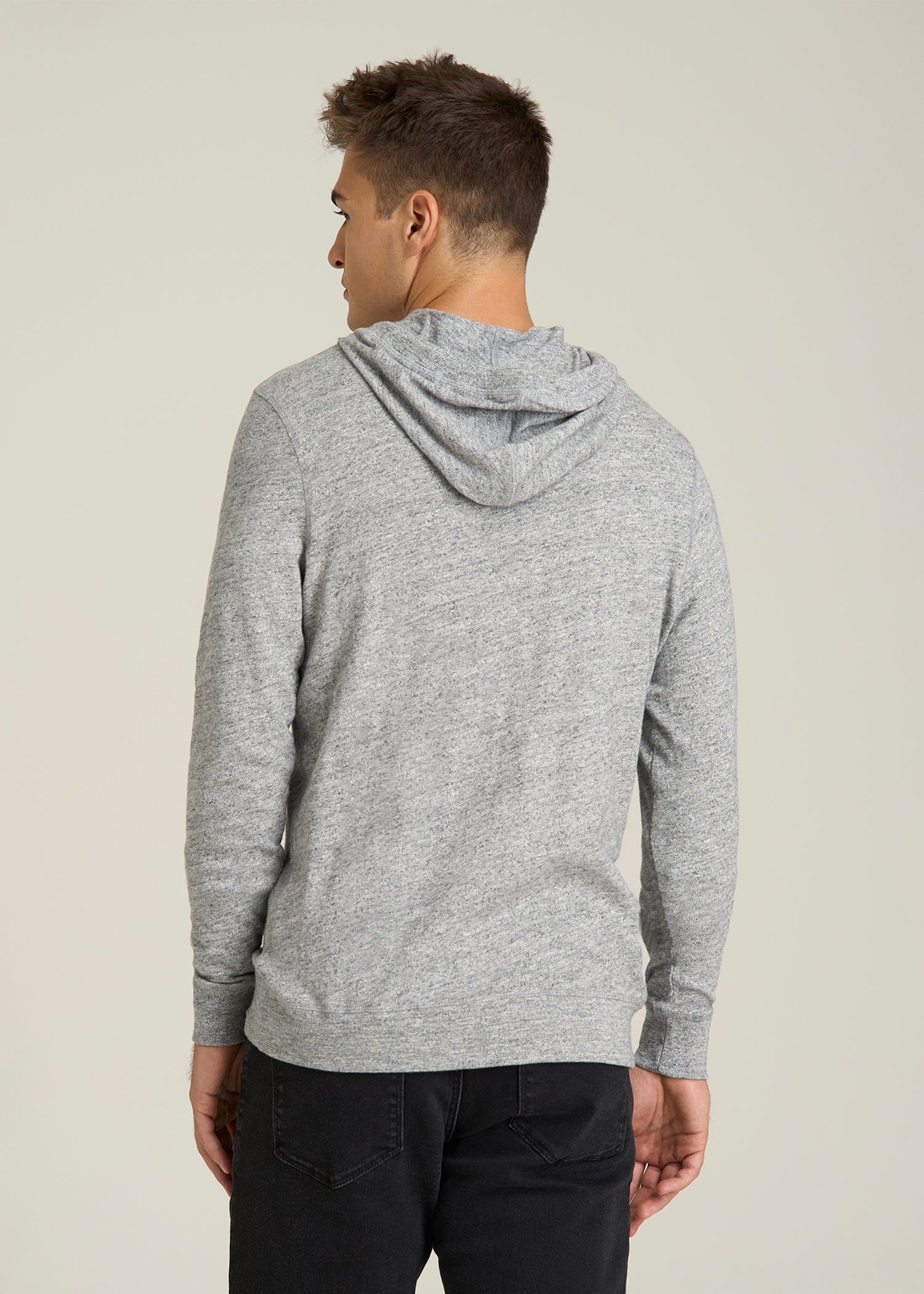 Sunwashed Slub Pullover Hoodie for Tall Men in Heathered Grey