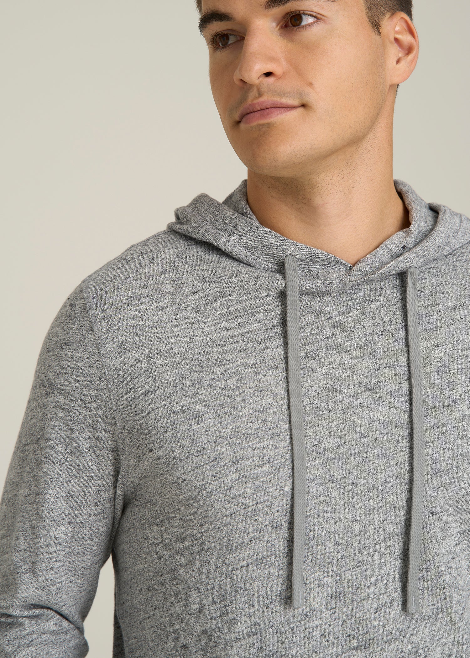 Sunwashed Slub Pullover Hoodie for Tall Men in Heathered Grey
