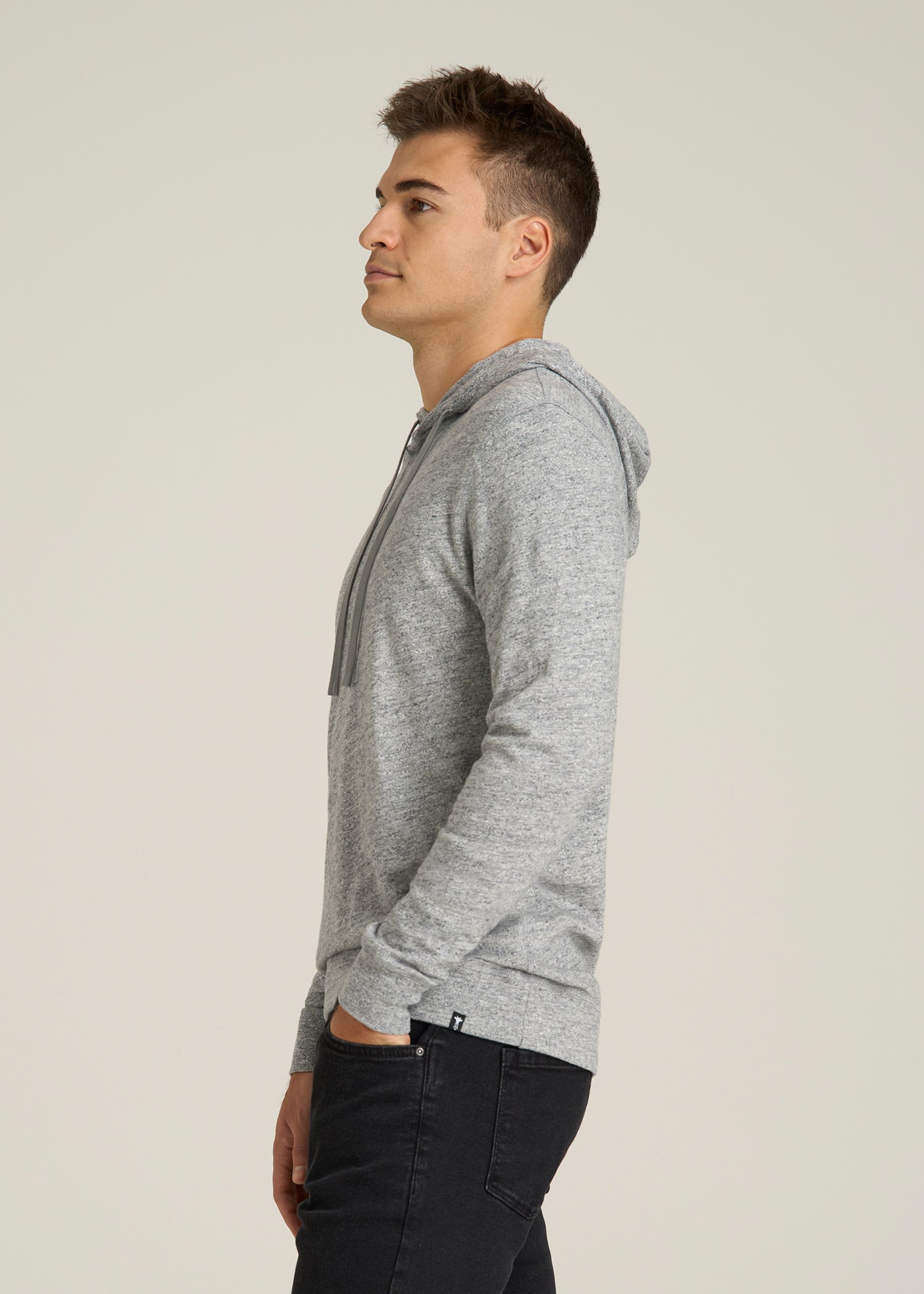 Sunwashed Slub Pullover Hoodie for Tall Men in Heathered Grey