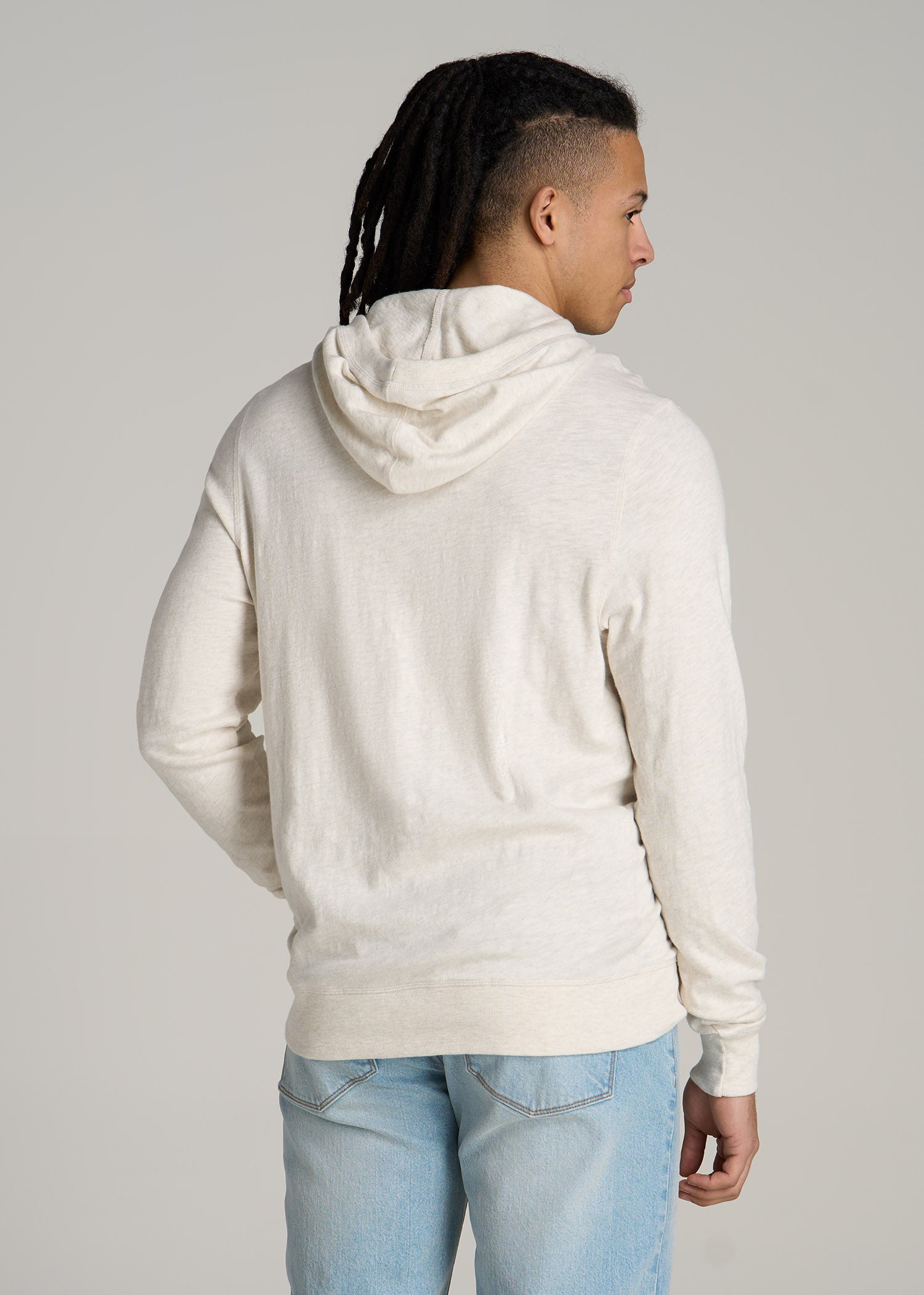 Sunwashed Slub Pullover Hoodie for Tall Men in Heathered Oatmeal