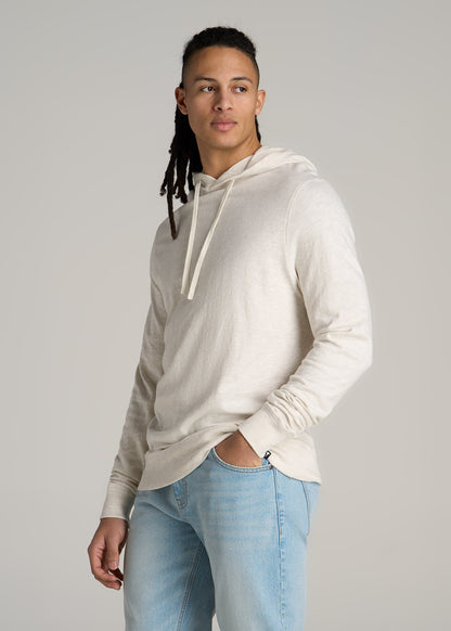 Sunwashed Slub Pullover Hoodie for Tall Men in Heathered Oatmeal