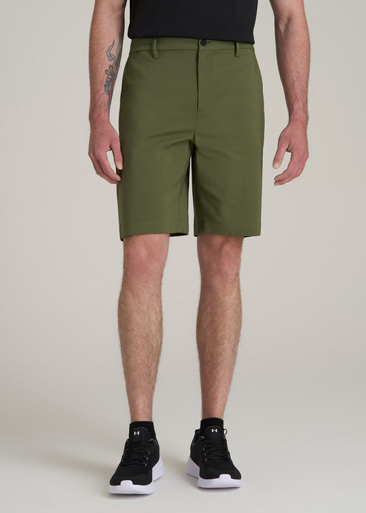 Tech Chino Shorts for Tall Men in Bright Olive