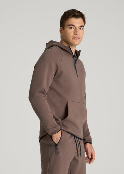 Tech Motion Fleece Hooded Popover for Tall Men in Coffee Quartz