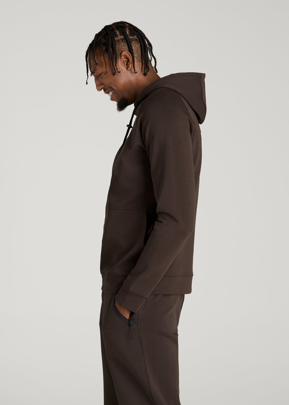 Tech Motion Hoodie for Tall Men in Espresso