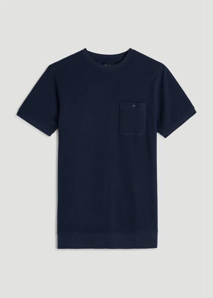 Terry Cotton Pocket Tee for Tall Men in Patriot Blue