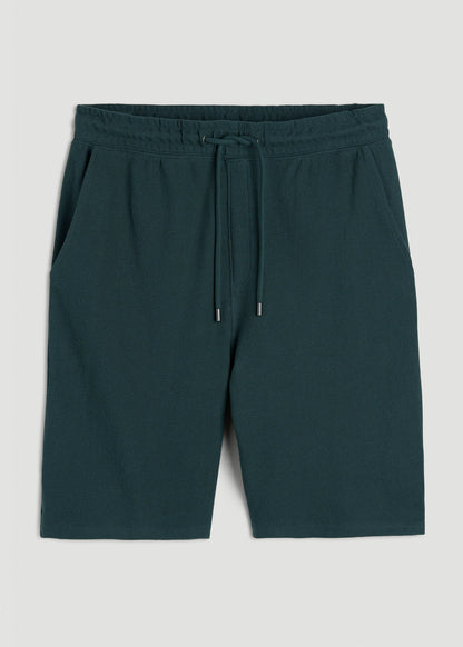 Terry Cotton Pull-On Shorts for Tall Men in Emerald