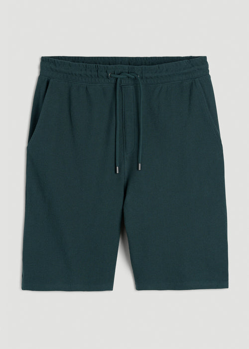 Terry Cotton Pull-On Shorts for Tall Men in Emerald