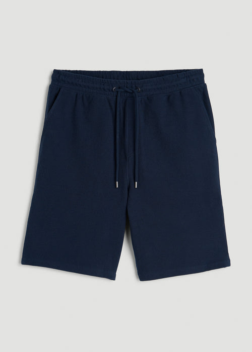 Terry Cotton Pull-On Shorts for Tall Men in Patriot Blue