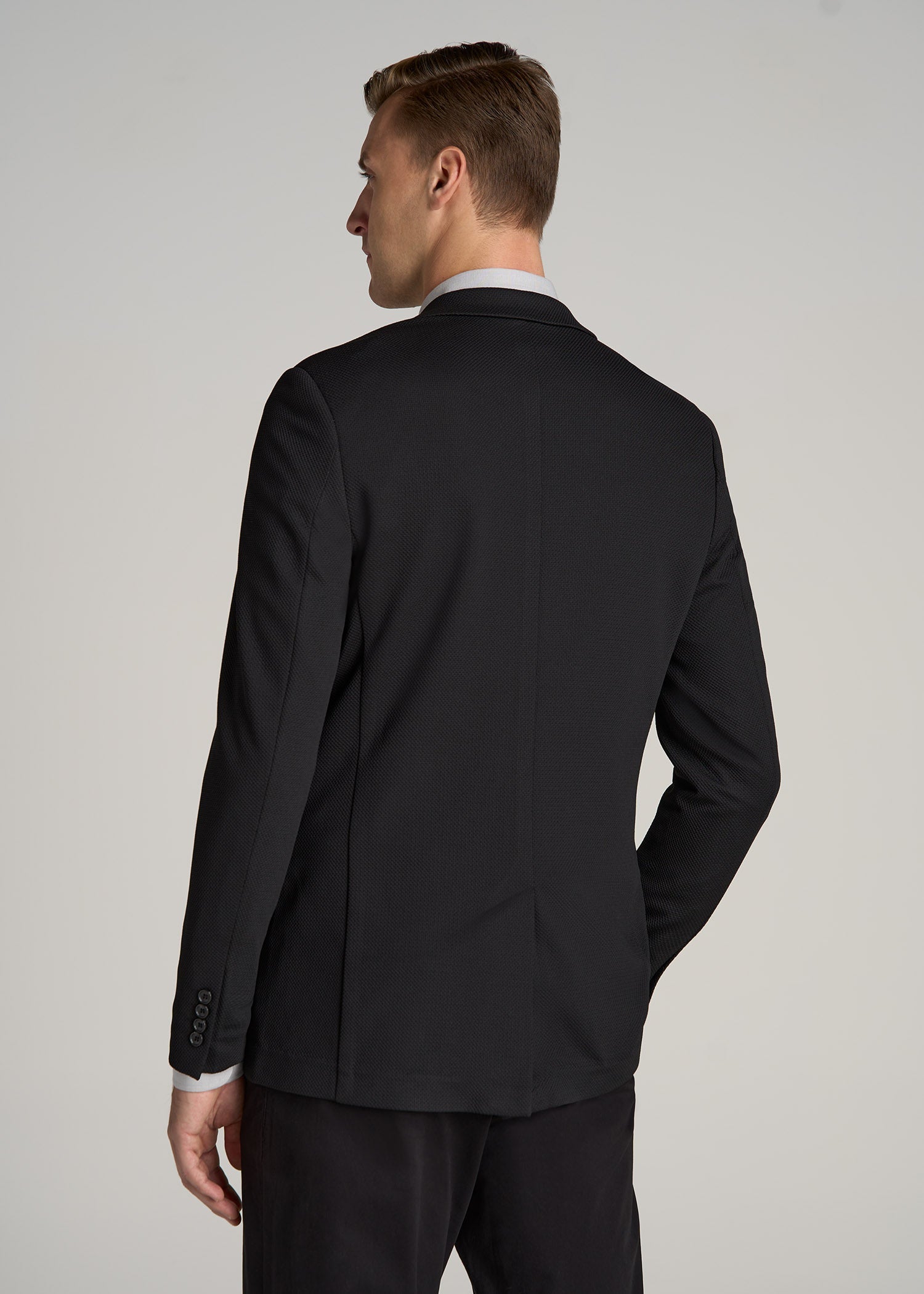 Textured Blazer for Tall Men in Black
