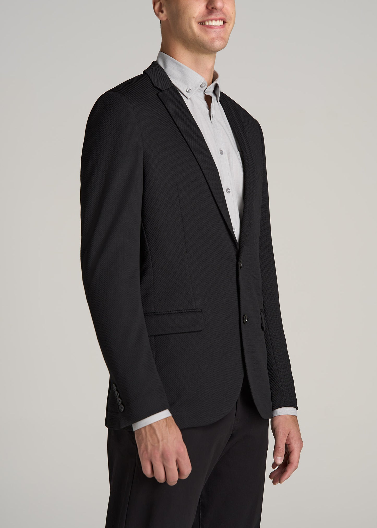 Textured Blazer for Tall Men in Black