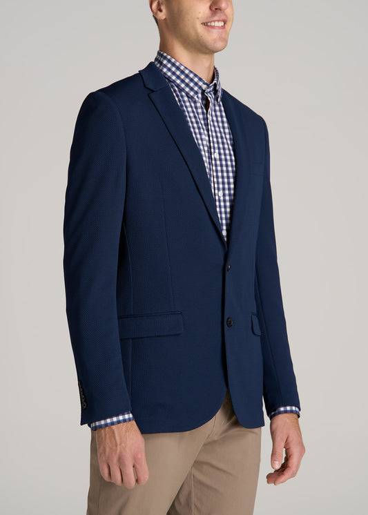 Textured Blazer for Tall Men in Navy Blue