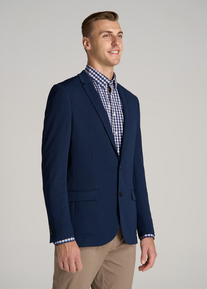 Textured Blazer for Tall Men in Navy Blue