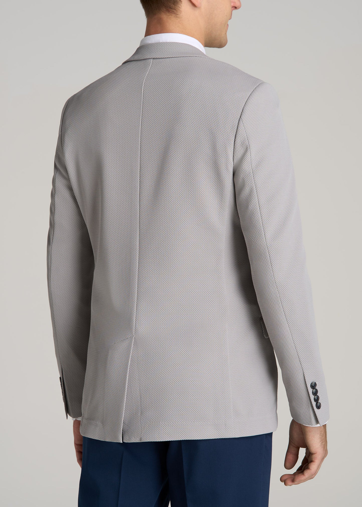 Textured Blazer for Tall Men in Soft Grey