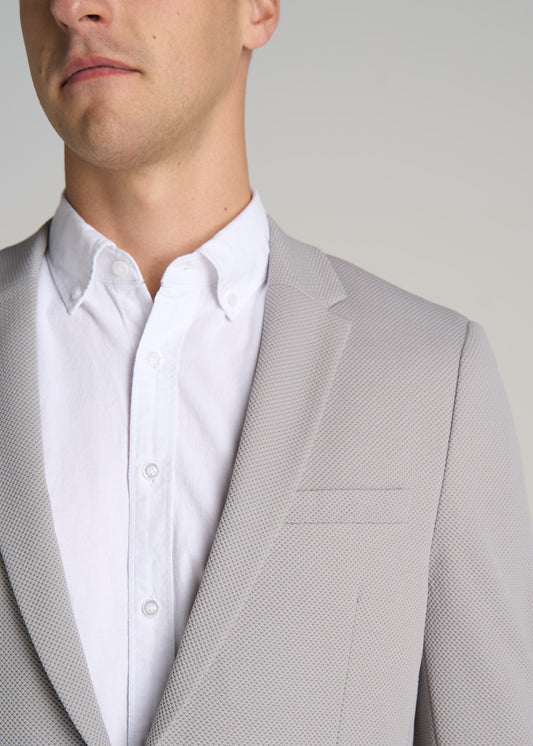 Textured Blazer for Tall Men in Soft Grey