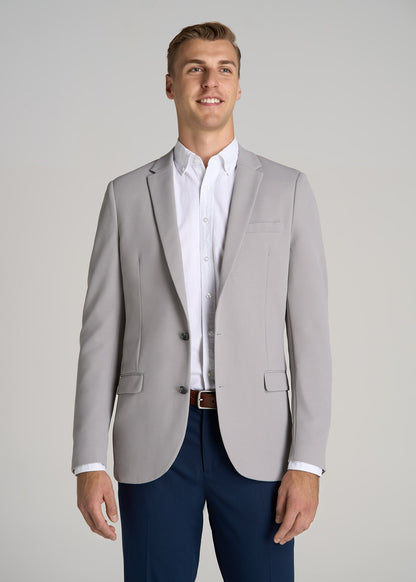Textured Blazer for Tall Men in Soft Grey