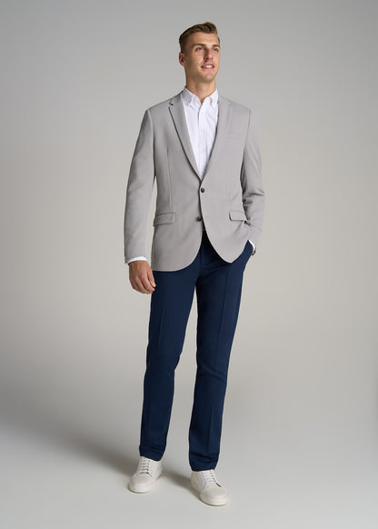 Textured Blazer for Tall Men in Soft Grey