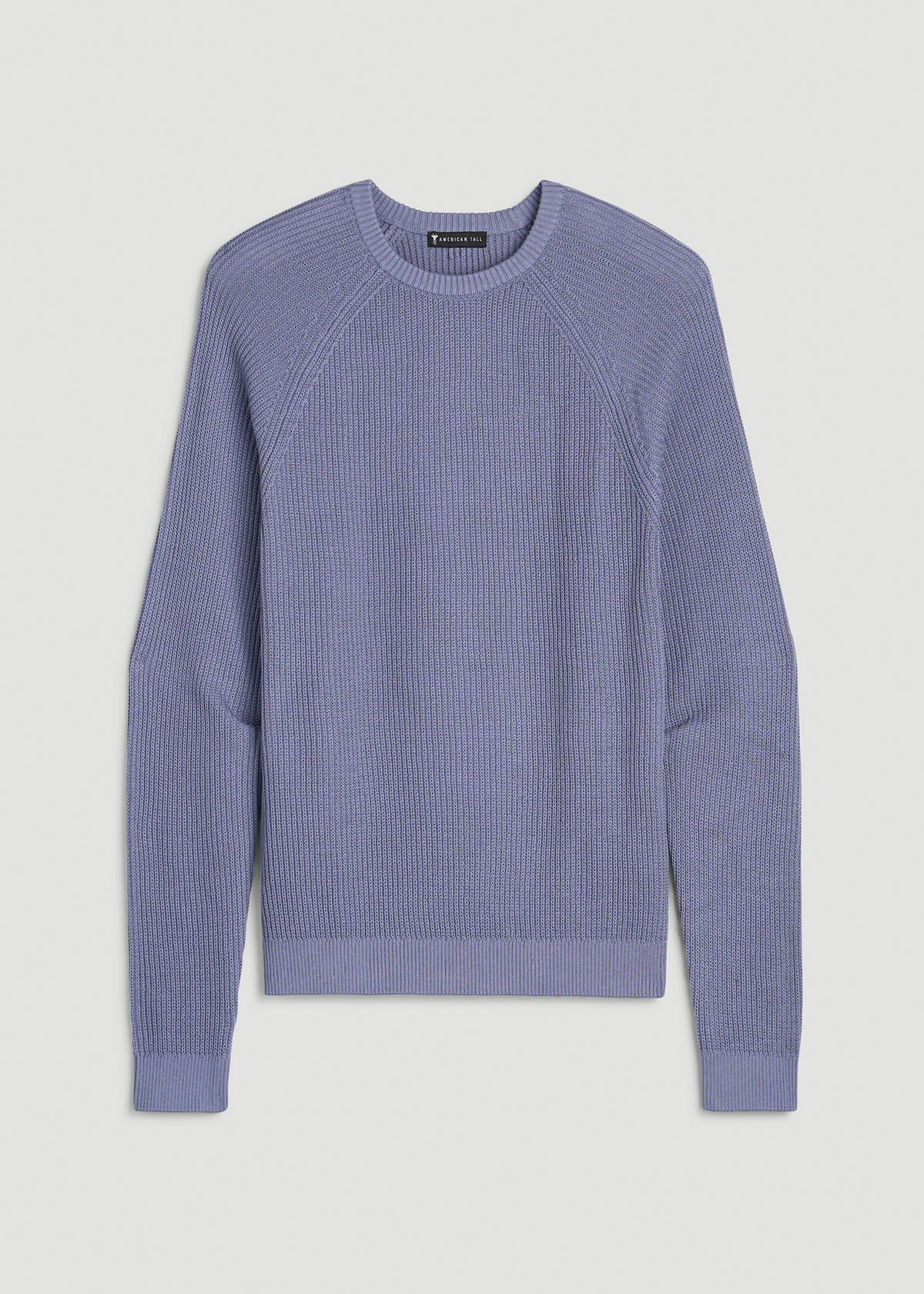 Textured Knit Crewneck Sweater for Tall Men in Blue Granite