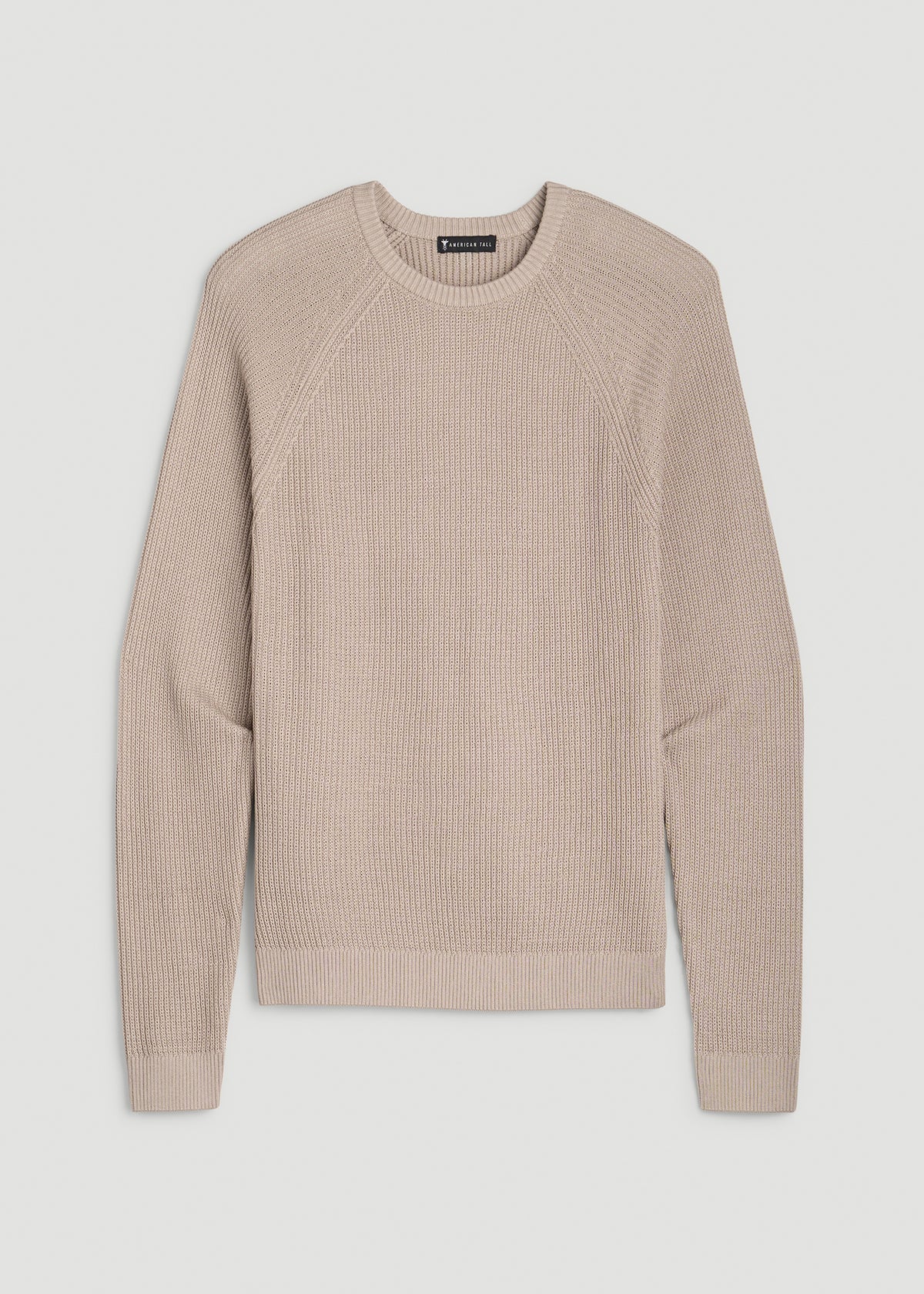 Textured Knit Crewneck Sweater for Tall Men in Simply Taupe