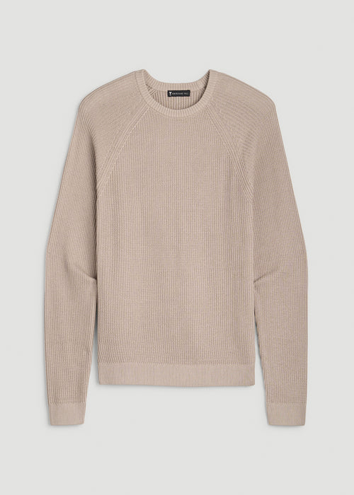 Textured Knit Crewneck Sweater for Tall Men in Simply Taupe