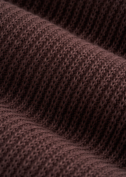 Textured Knit Quarter Zip Sweater for Tall Men in Dark Brown