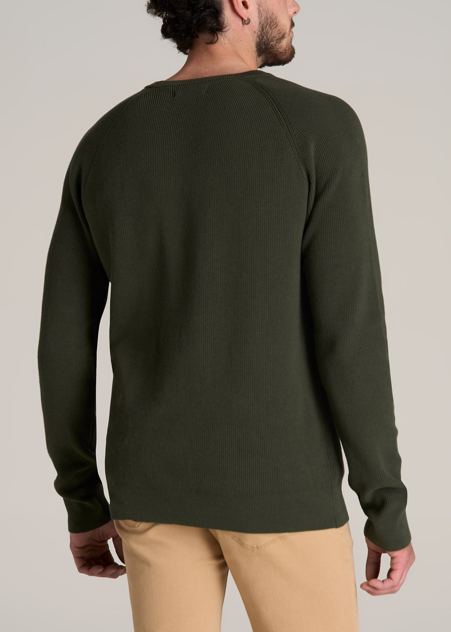 American-Tall-Men-Textured-Knit-Sweater-Dark-Olive-Green-back