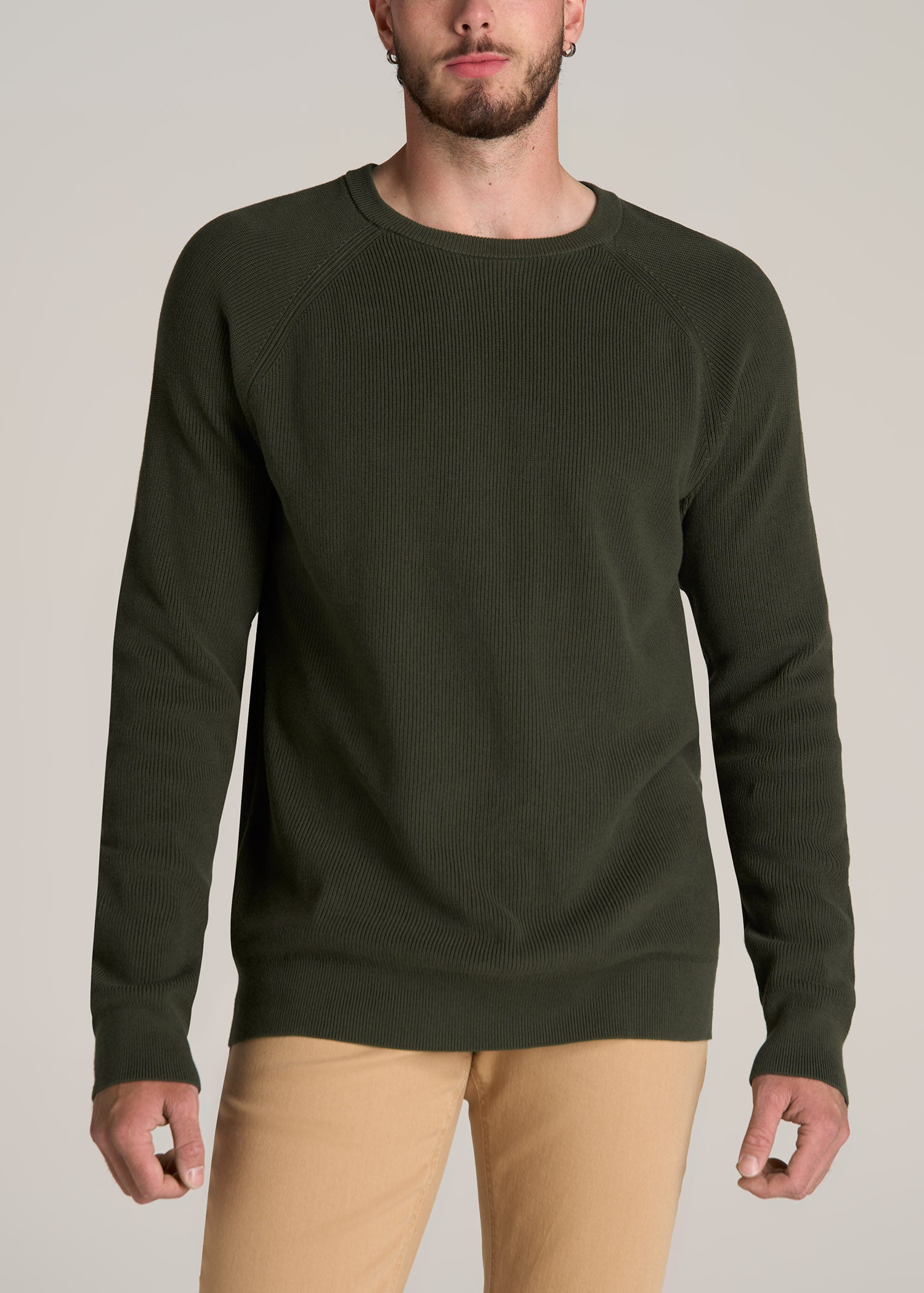 American-Tall-Men-Textured-Knit-Sweater-Dark-Olive-Green-front