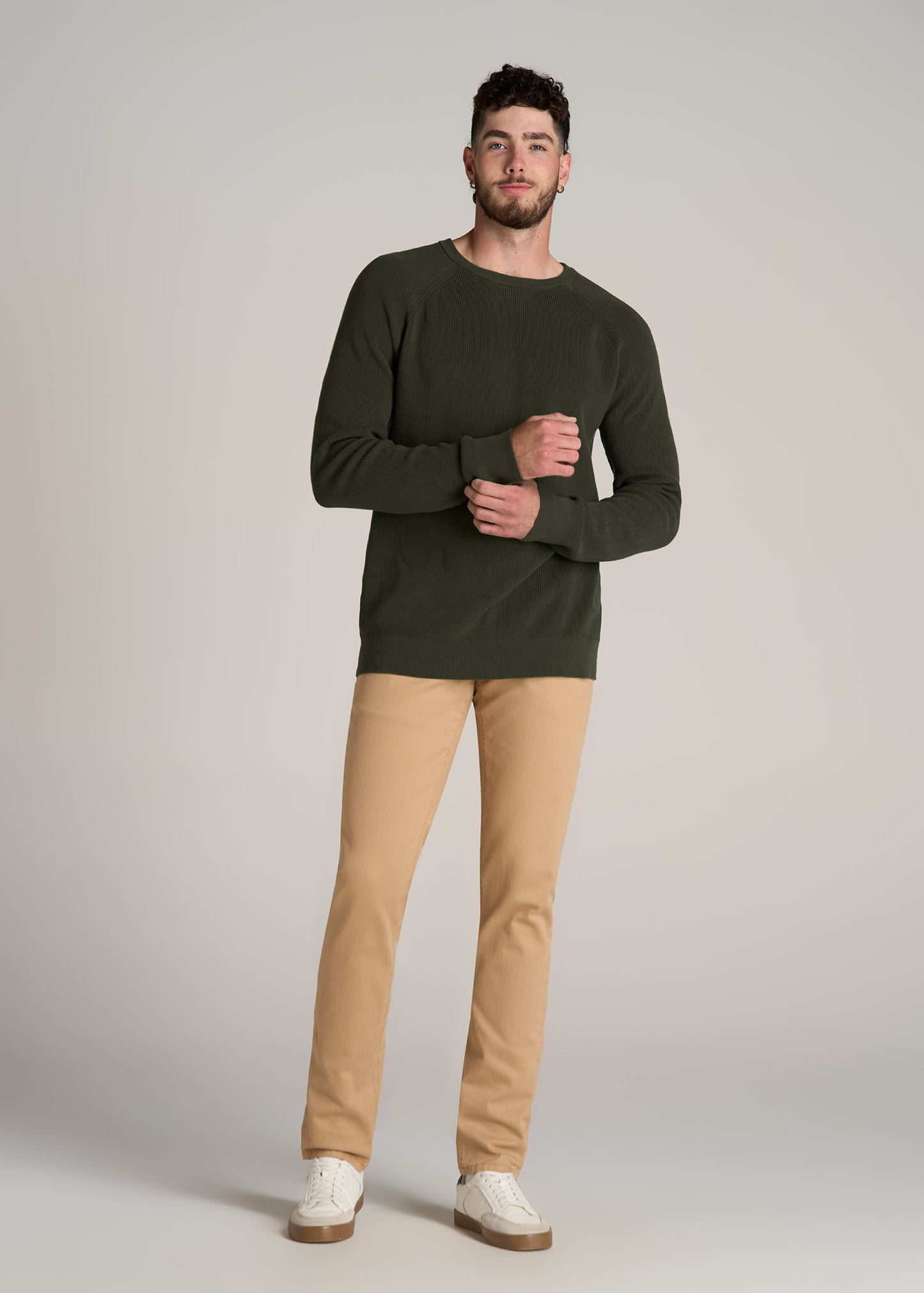 American-Tall-Men-Textured-Knit-Sweater-Dark-Olive-Green-full