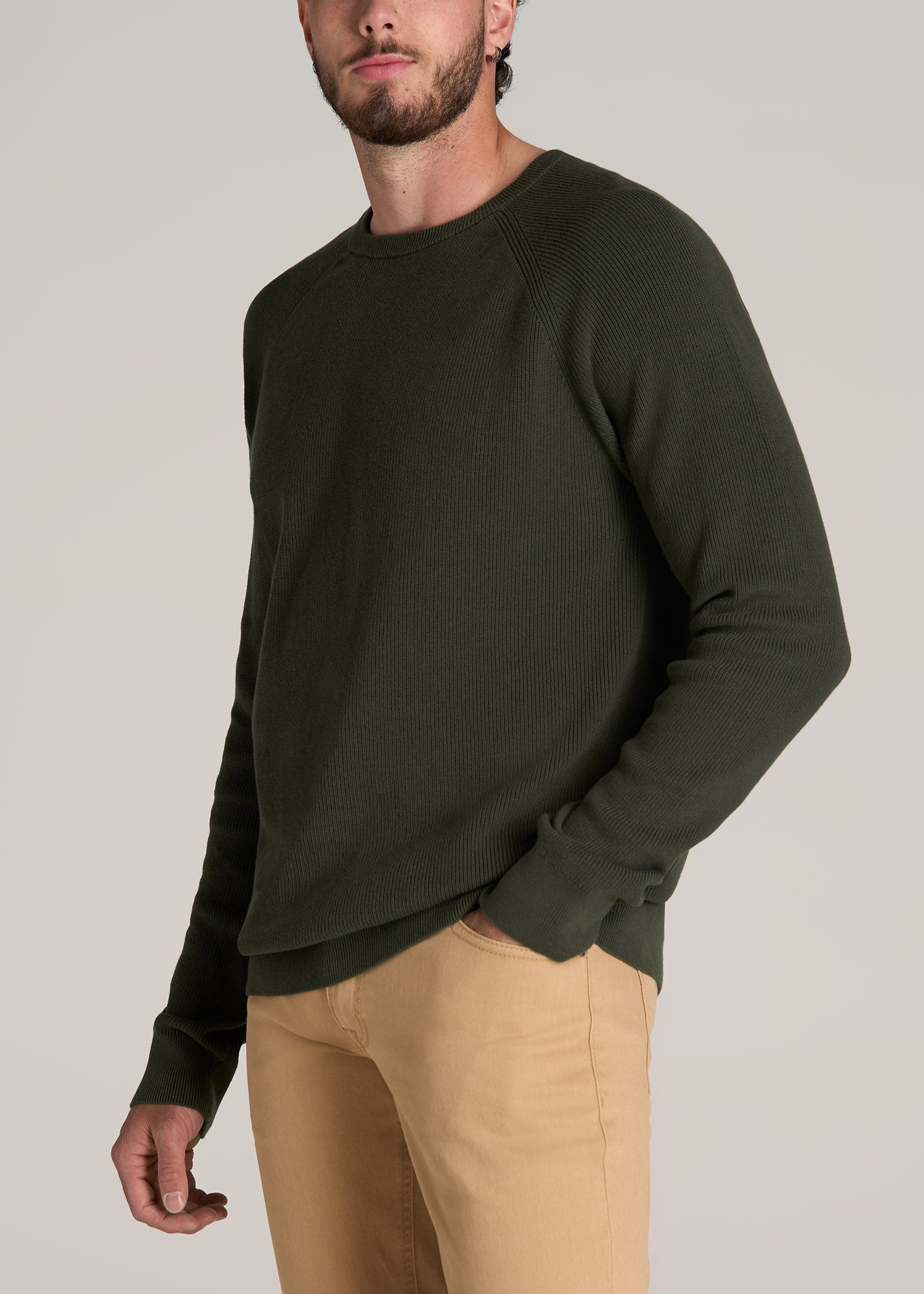 American-Tall-Men-Textured-Knit-Sweater-Dark-Olive-Green-side