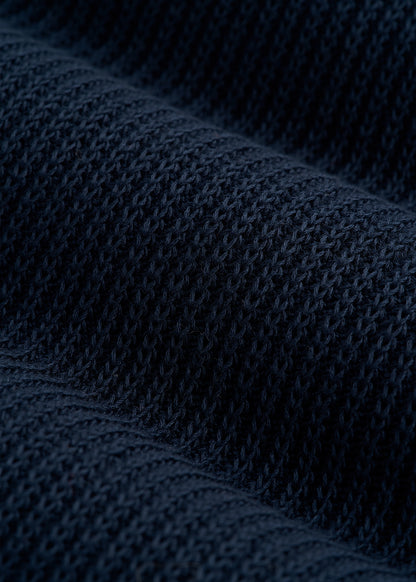 Textured Knit Short Sleeve Sweater Polo for Tall Men in Royal Navy