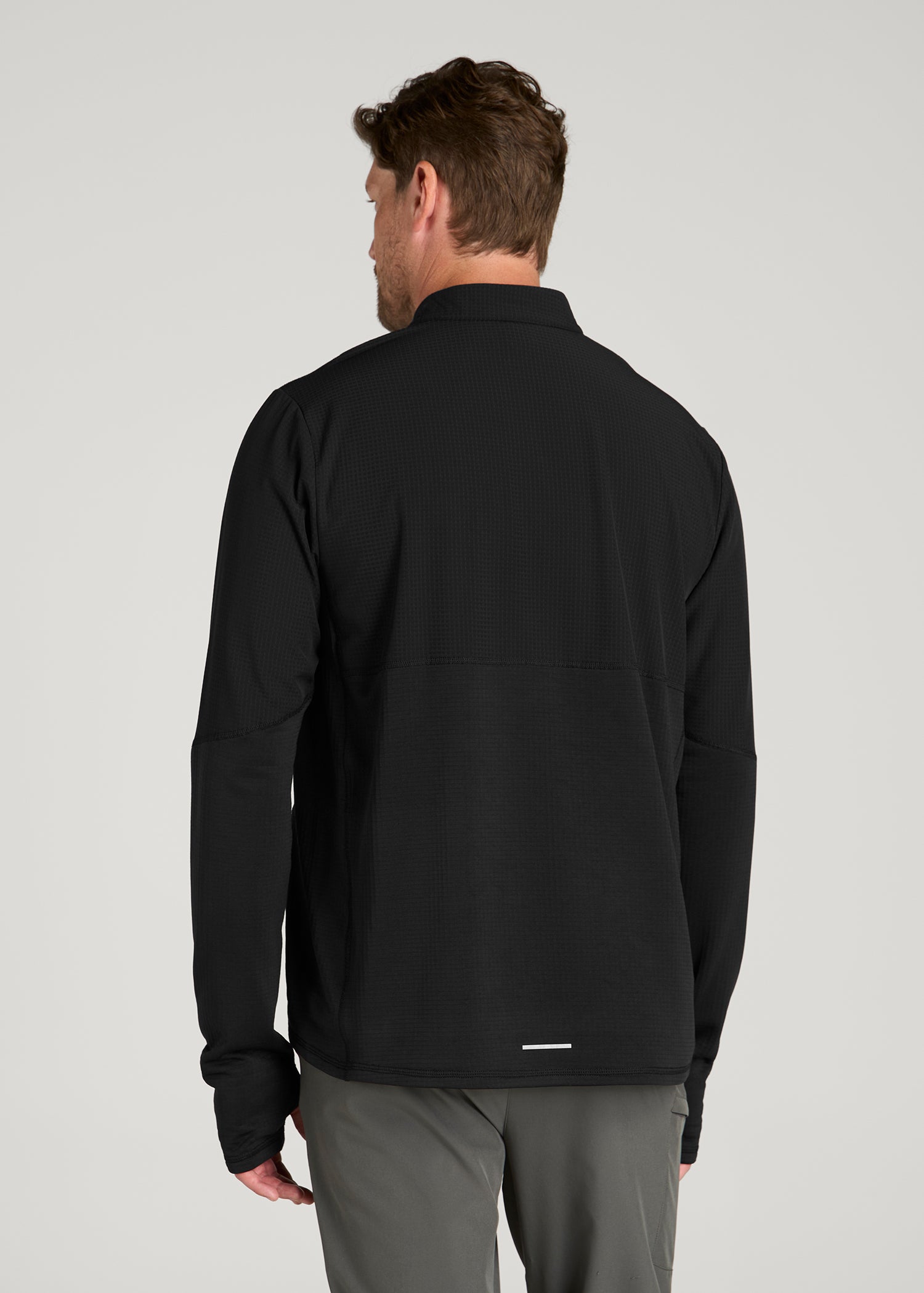 Thermal Half Zip Running Top for Tall Men in Black