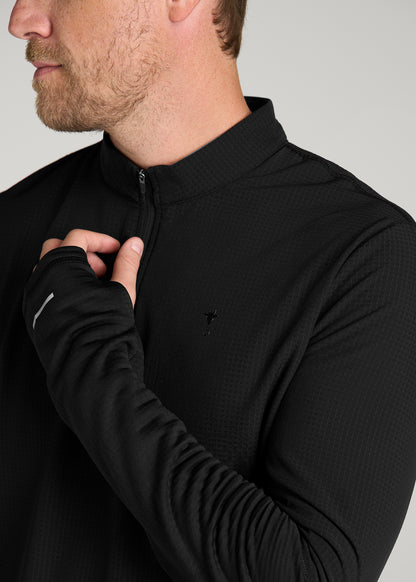 Thermal Half Zip Running Top for Tall Men in Black