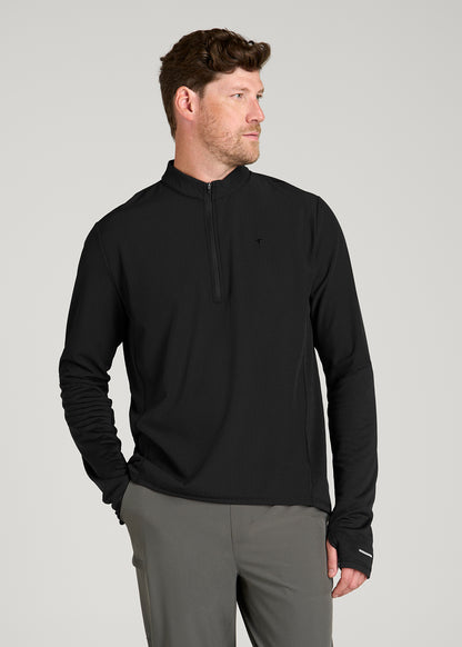 Thermal Half Zip Running Top for Tall Men in Black