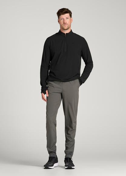 Thermal Half Zip Running Top for Tall Men in Black
