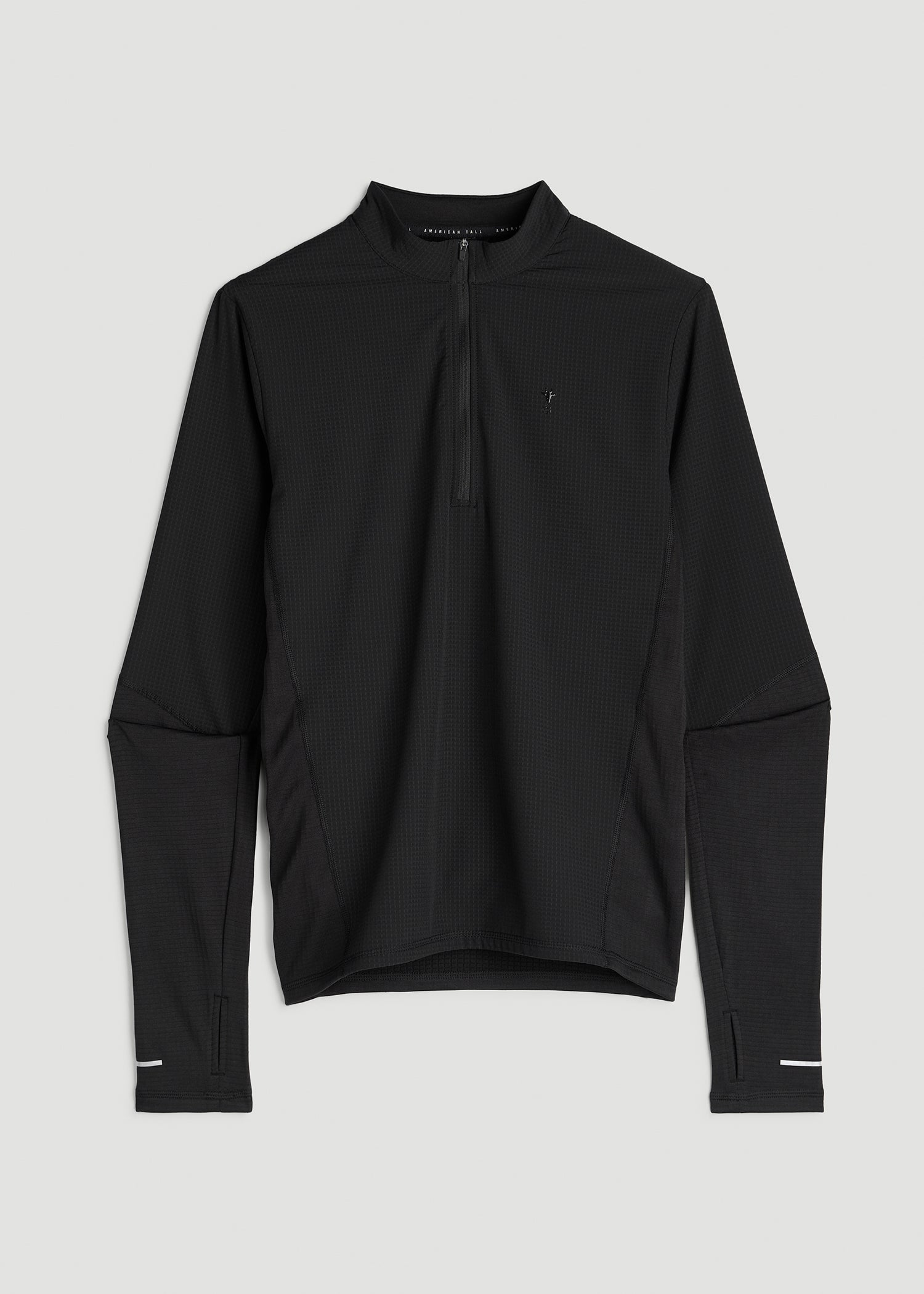 Thermal Half Zip Running Top for Tall Men in Black
