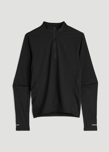 Thermal Half Zip Running Top for Tall Men in Black