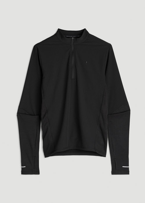 Thermal Half Zip Running Top for Tall Men in Black