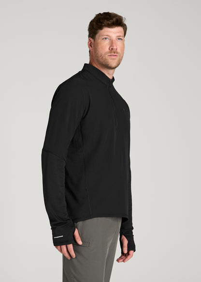 Thermal Half Zip Running Top for Tall Men in Black