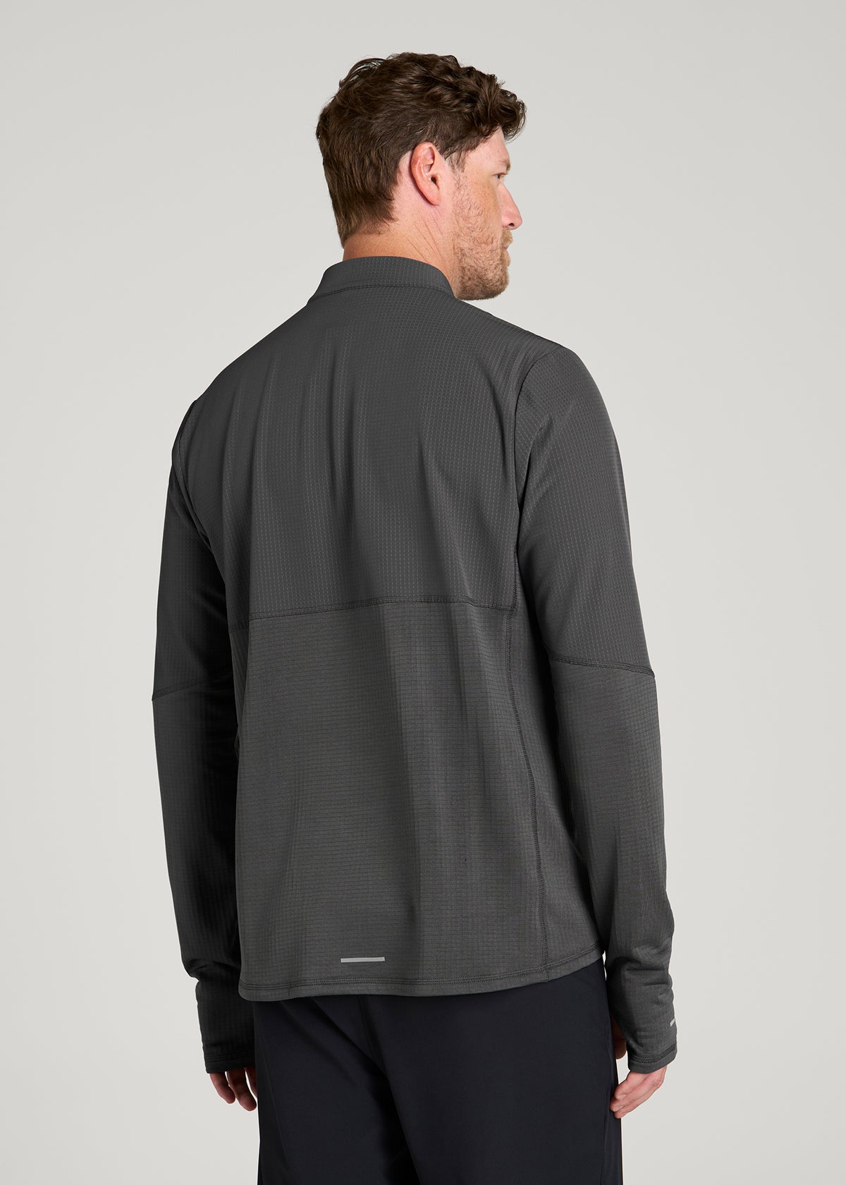 Thermal Half Zip Running Top for Tall Men in Steel Grey