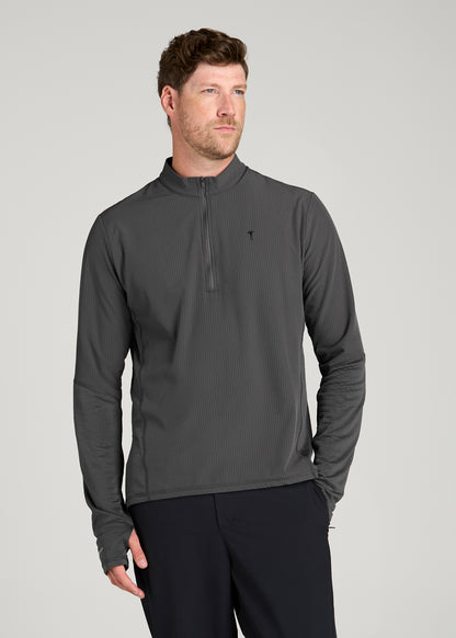Thermal Half Zip Running Top for Tall Men in Steel Grey