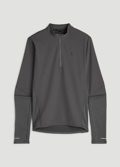 Thermal Half Zip Running Top for Tall Men in Steel Grey