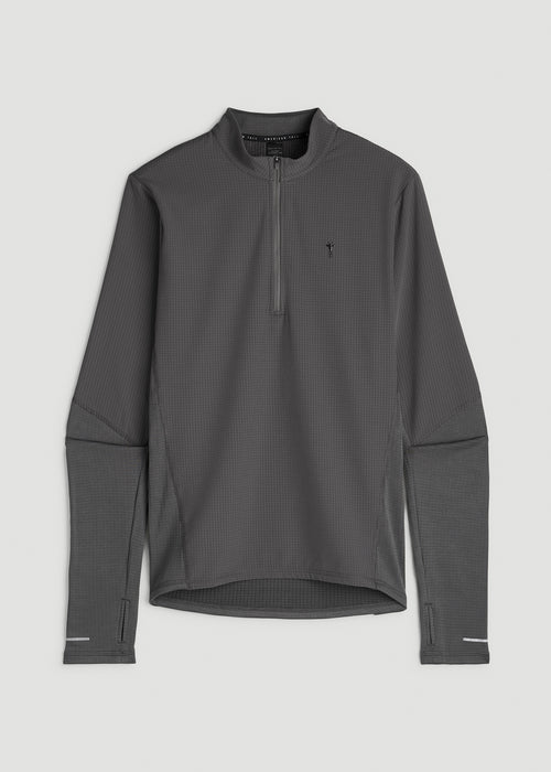 Thermal Half Zip Running Top for Tall Men in Steel Grey