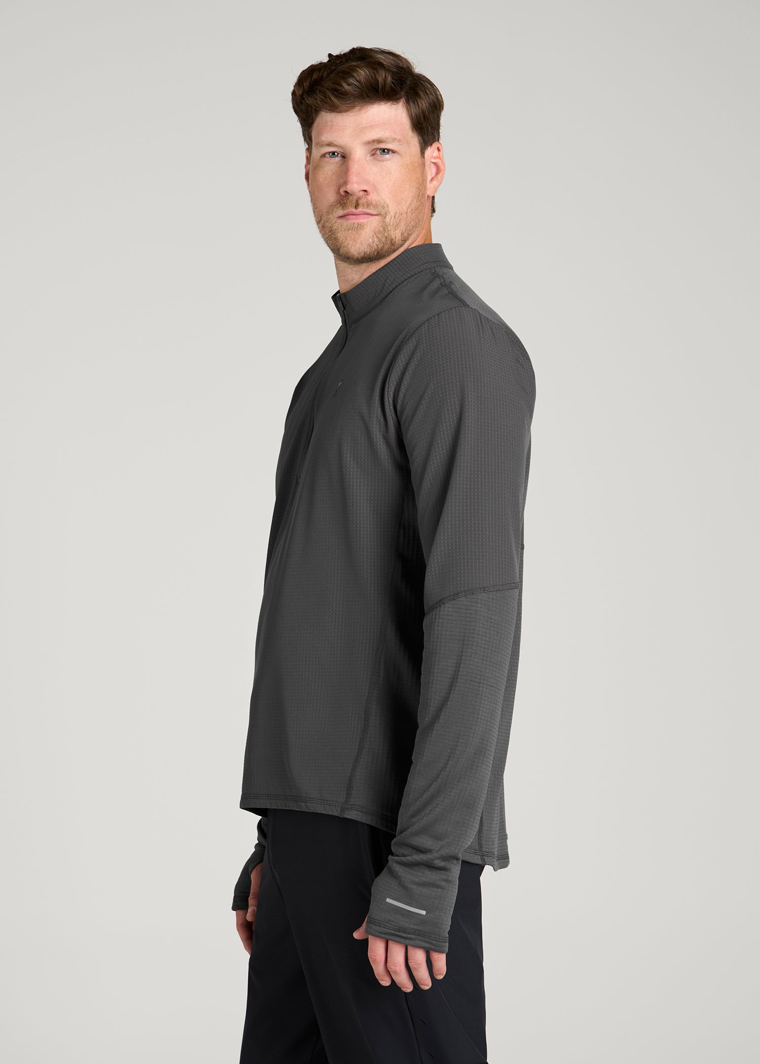 Thermal Half Zip Running Top for Tall Men in Steel Grey
