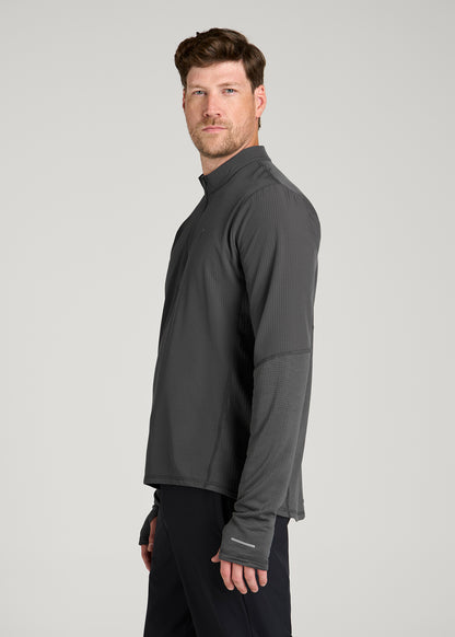 Thermal Half Zip Running Top for Tall Men in Steel Grey