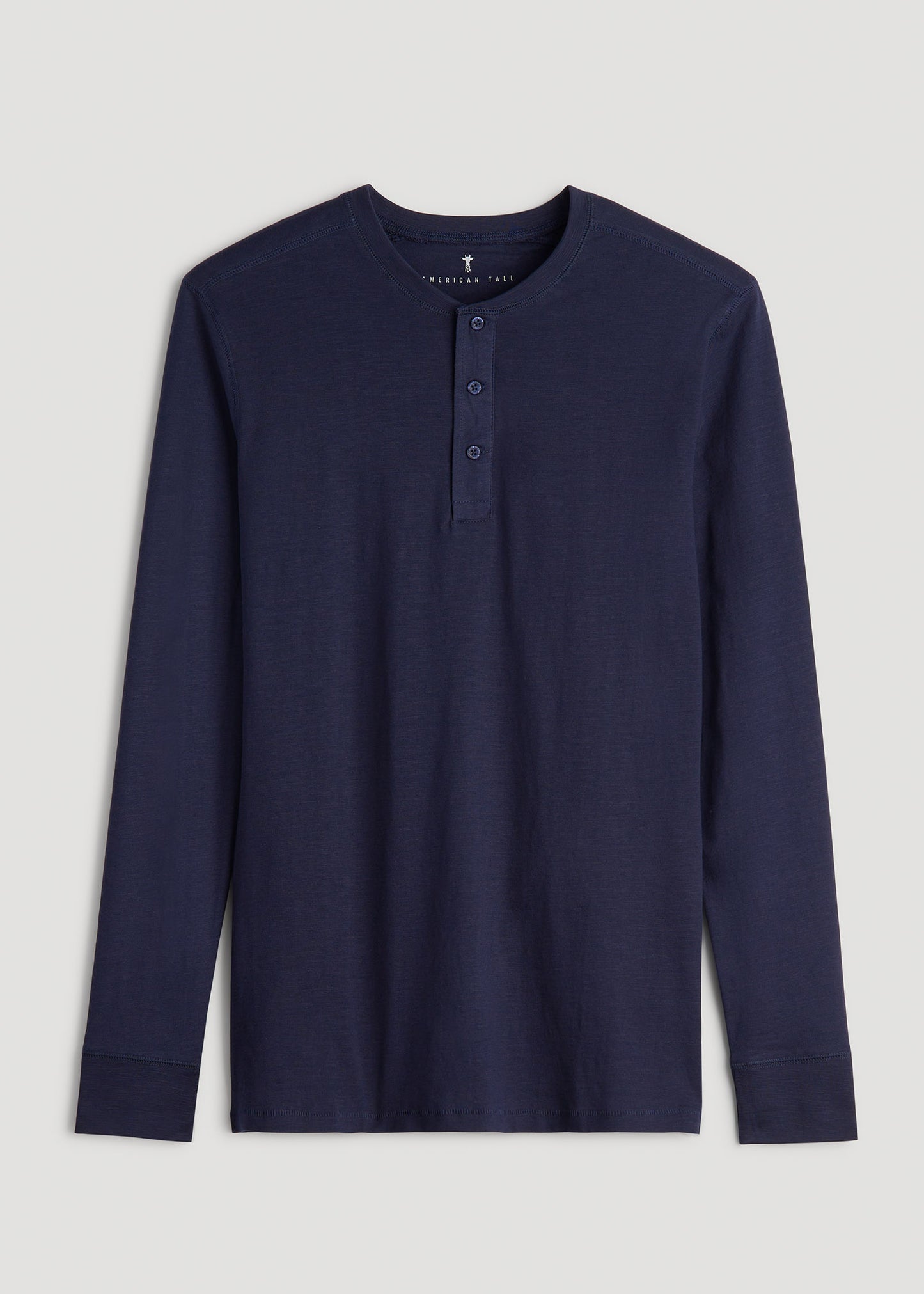 Men's Tall Three Button Long Sleeve Slub Henley in Navy